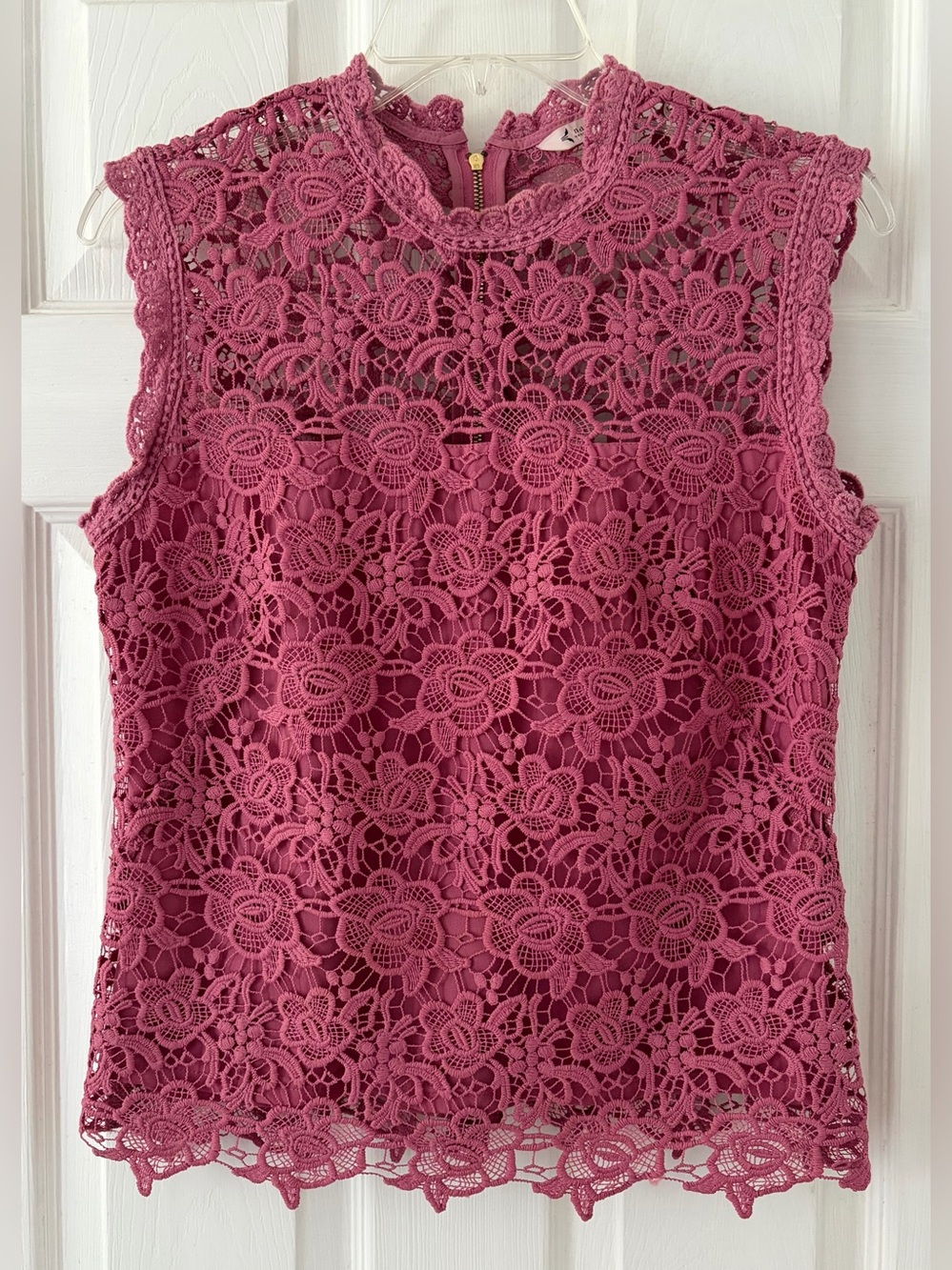 Nanette Lepore Rose Pink Floral Crochet Lace Shell Top